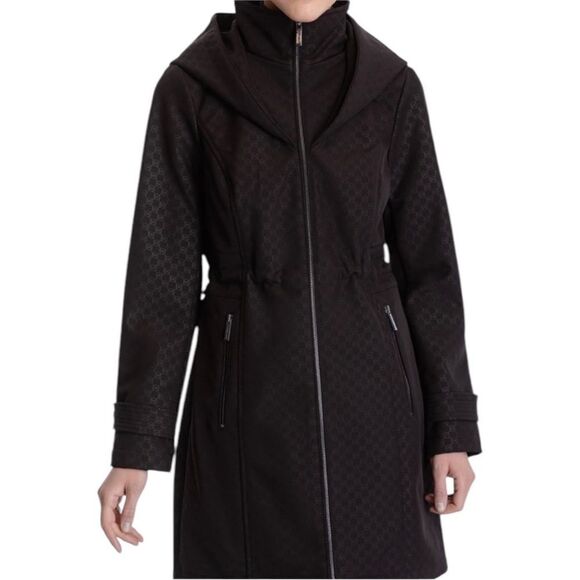 MICHAEL Michael Kors Womens Black Logo Hooded Raincoat Small NWT - Picture 1 of 13